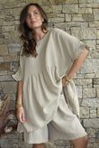 Dusk Bubble Cotton Smock Top Stone